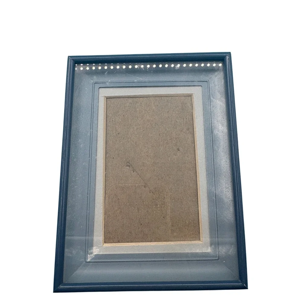Blue 5x7‎ Picture Frame Double Mat Deep Tabletop Photo Display Small Opening